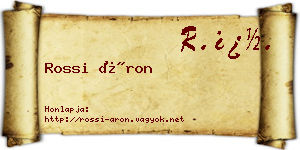 Rossi Áron névjegykártya